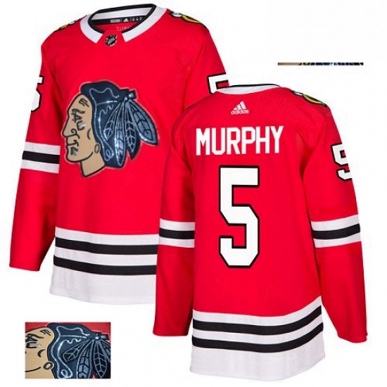 Mens Adidas Chicago Blackhawks 5 Connor Murphy Authentic Red Fashion Gold NHL Jersey