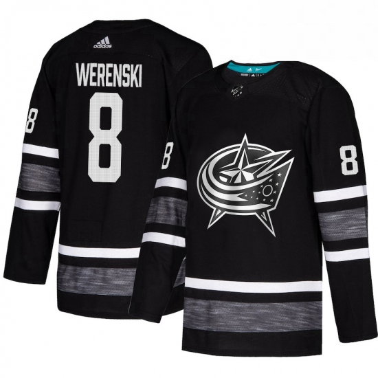 Mens Adidas Columbus Blue Jackets 8 Zach Werenski Black 2019 All Star Game Parley Authentic Stitched