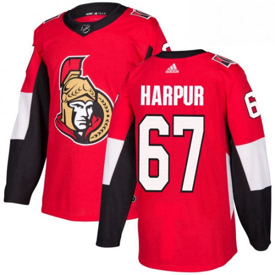 Mens Adidas Ottawa Senators 67 Ben Harpur Authentic Red Home NHL Jersey