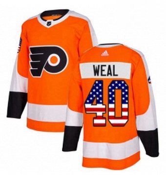 Mens Adidas Philadelphia Flyers 40 Jordan Weal Authentic Orange USA Flag Fashion NHL Jersey