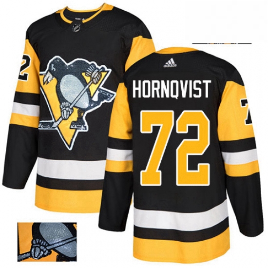 Mens Adidas Pittsburgh Penguins 72 Patric Hornqvist Authentic Black Fashion Gold NHL Jersey