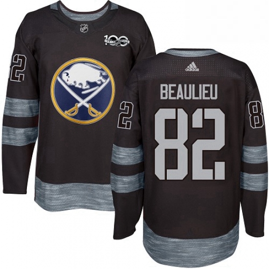 Mens Adidas Buffalo Sabres 82 Nathan Beaulieu Premier Black 1917 2017 100th Anniversary NHL Jersey