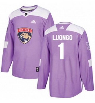 Youth Adidas Florida Panthers 1 Roberto Luongo Authentic Purple Fights Cancer Practice NHL Jersey