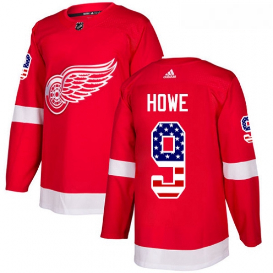 Youth Adidas Detroit Red Wings 9 Gordie Howe Authentic Red USA Flag Fashion NHL Jersey