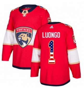 Youth Adidas Florida Panthers 1 Roberto Luongo Authentic Red USA Flag Fashion NHL Jersey