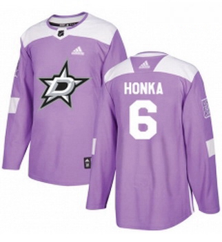 Youth Adidas Dallas Stars 6 Julius Honka Authentic Purple Fights Cancer Practice NHL Jersey