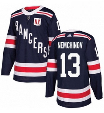 Mens Adidas New York Rangers 13 Sergei Nemchinov Authentic Navy Blue 2018 Winter Classic NHL Jersey