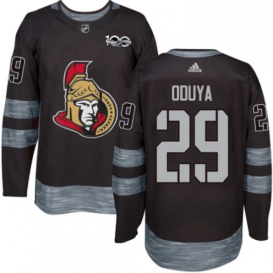 Mens Adidas Ottawa Senators 29 Johnny Oduya Authentic Black 1917 2017 100th Anniversary NHL Jersey