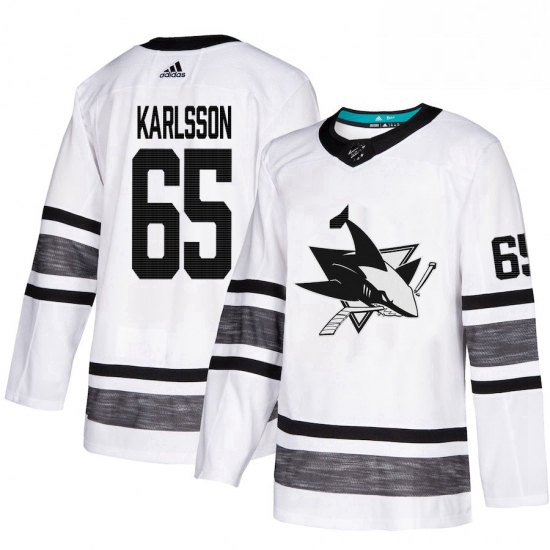 Mens Adidas San Jose Sharks 65 Erik Karlsson White 2019 All Star Game Parley Authentic Stitched NHL 