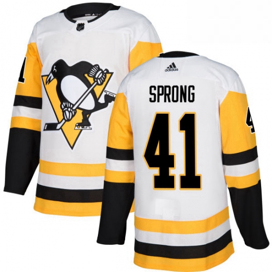 Mens Adidas Pittsburgh Penguins 41 Daniel Sprong Authentic White Away NHL Jersey