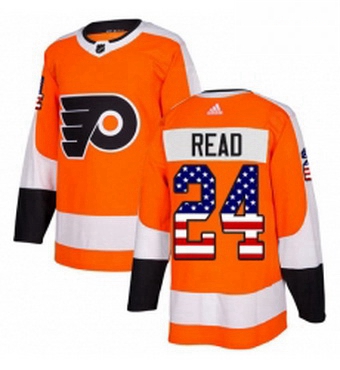 Mens Adidas Philadelphia Flyers 24 Matt Read Authentic Orange USA Flag Fashion NHL Jersey