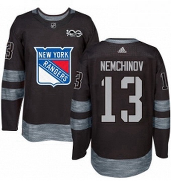 Mens Adidas New York Rangers 13 Sergei Nemchinov Premier Black 1917 2017 100th Anniversary NHL Jerse