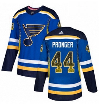 Mens Adidas St Louis Blues 44 Chris Pronger Authentic Blue Drift Fashion NHL Jersey