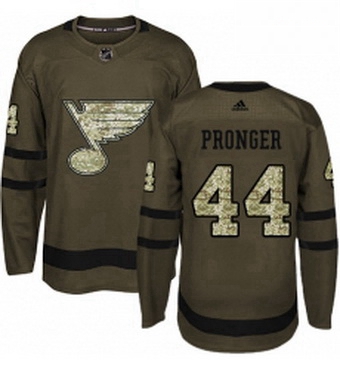 Mens Adidas St Louis Blues 44 Chris Pronger Authentic Green Salute to Service NHL Jersey