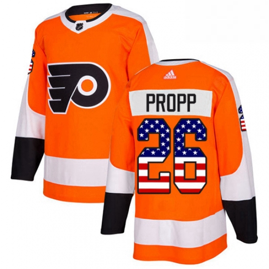 Mens Adidas Philadelphia Flyers 26 Brian Propp Authentic Orange USA Flag Fashion NHL Jersey