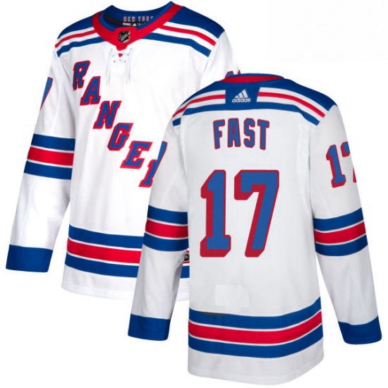 Mens Adidas New York Rangers 17 Jesper Fast Authentic White Away NHL Jersey