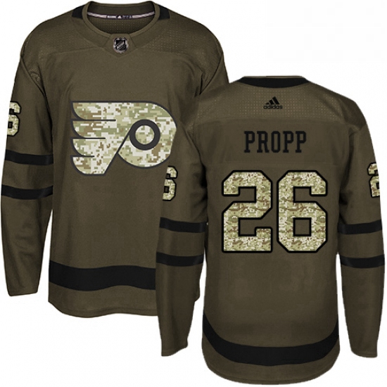 Mens Adidas Philadelphia Flyers 26 Brian Propp Premier Green Salute to Service NHL Jersey