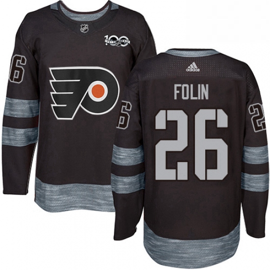 Mens Adidas Philadelphia Flyers 26 Christian Folin Authentic Black 1917 2017 100th Anniversary NHL J