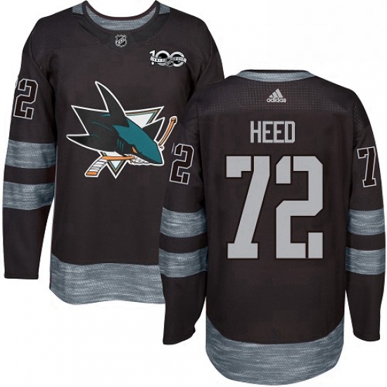 Mens Adidas San Jose Sharks 72 Tim Heed Premier Black 1917 2017 100th Anniversary NHL Jersey