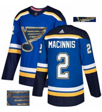 Mens Adidas St Louis Blues 2 Al Macinnis Authentic Royal Blue Fashion Gold NHL Jersey