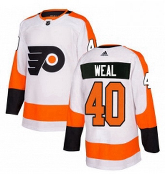 Mens Adidas Philadelphia Flyers 40 Jordan Weal Authentic White Away NHL Jersey