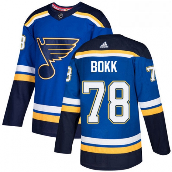 Mens Adidas St Louis Blues 78 Dominik Bokk Authentic Royal Blue Home NHL Jersey