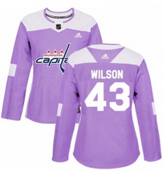 Womens Adidas Washington Capitals 43 Tom Wilson Authentic Purple Fights Cancer Practice NHL Jersey