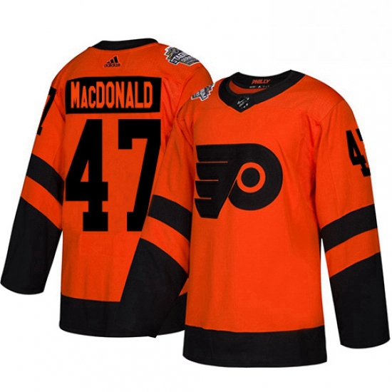 Mens Adidas Philadelphia Flyers 47 Andrew MacDonald Orange Authentic 2019 Stadium Series Stitched NH