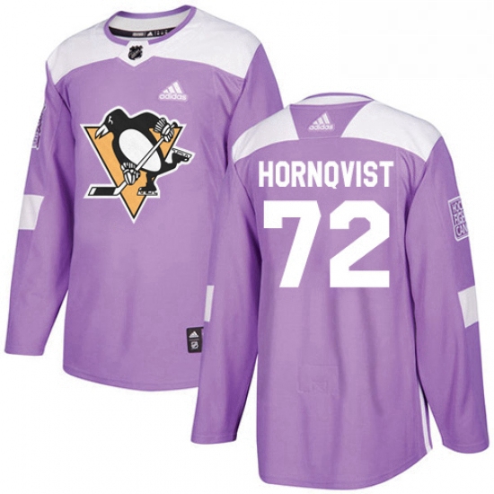 Mens Adidas Pittsburgh Penguins 72 Patric Hornqvist Authentic Purple Fights Cancer Practice NHL Jers