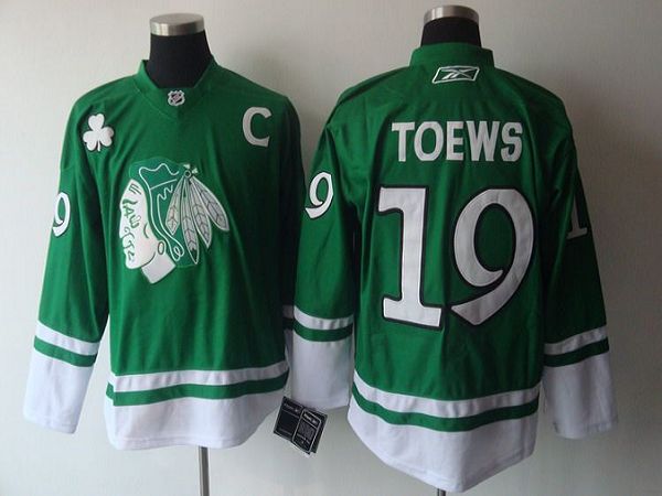 Blackhawks #19 Jonathan Toews Green St  Patty Day Stitched NHL Jersey