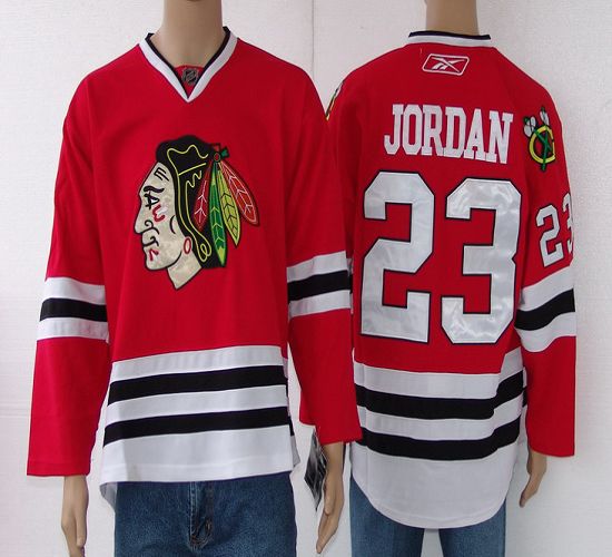 Blackhawks #23 Jordan Red Stitched NHL Jersey