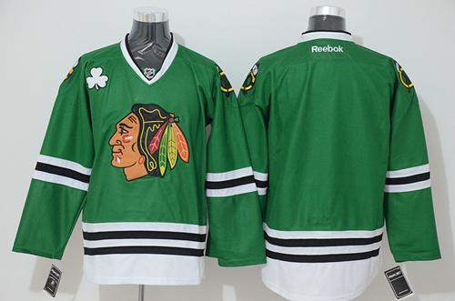 Blackhawks Stitched Blank Green NHL Jersey