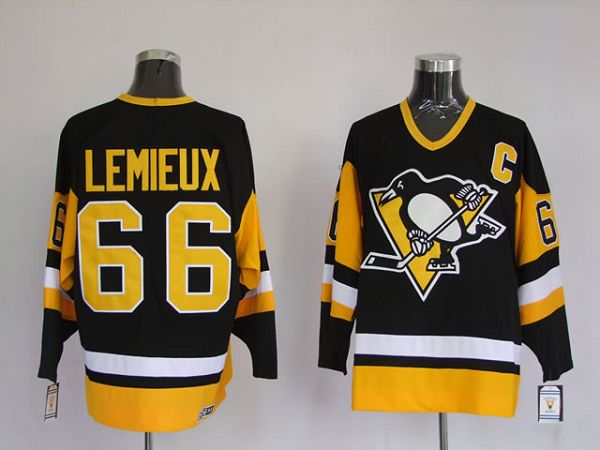 Penguins #66 Mario Lemieux Stitched Black Mitchell 26Ness NHL Jersey