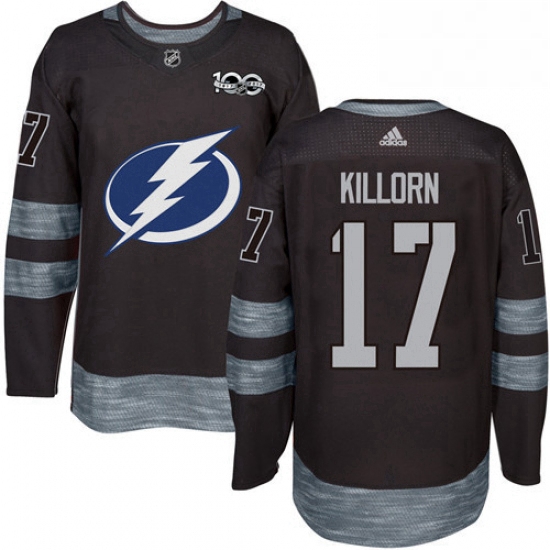 Mens Adidas Tampa Bay Lightning 17 Alex Killorn Authentic Black 1917 2017 100th Anniversary NHL Jers