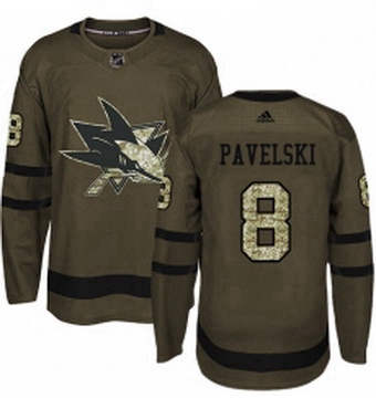 Mens Adidas San Jose Sharks 8 Joe Pavelski Premier Green Salute to Service NHL Jersey