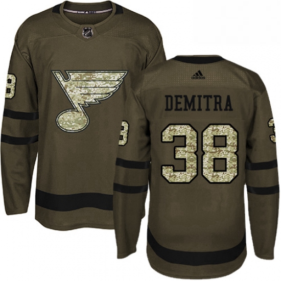 Mens Adidas St Louis Blues 38 Pavol Demitra Authentic Green Salute to Service NHL Jersey