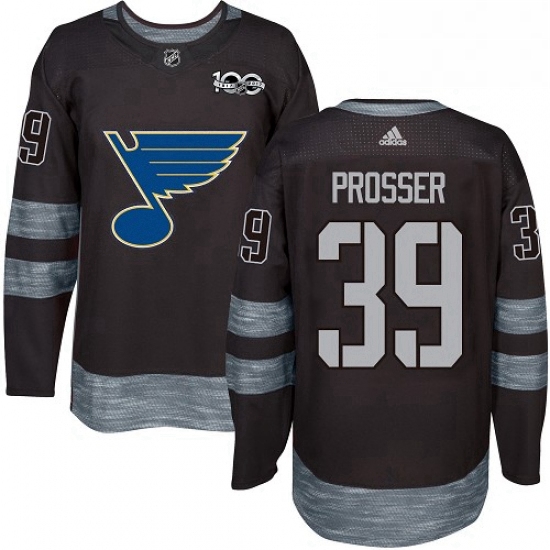 Mens Adidas St Louis Blues 39 Nate Prosser Authentic Black 1917 2017 100th Anniversary NHL Jersey