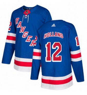 Mens Adidas New York Rangers 12 Peter Holland Premier Royal Blue Home NHL Jersey