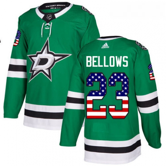 Youth Adidas Dallas Stars 23 Brian Bellows Authentic Green USA Flag Fashion NHL Jersey