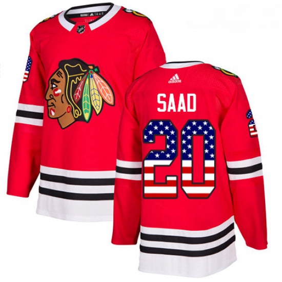 Youth Adidas Chicago Blackhawks 20 Brandon Saad Authentic Red USA Flag Fashion NHL Jersey