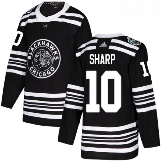 Youth Adidas Chicago Blackhawks 10 Patrick Sharp Authentic Black 2019 Winter Classic NHL Jersey