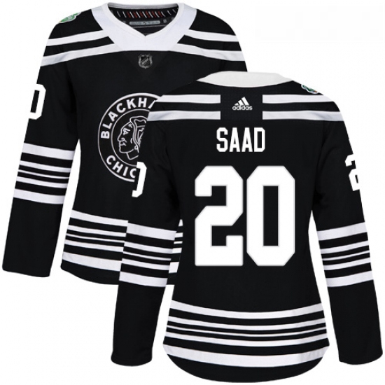 Womens Adidas Chicago Blackhawks 20 Brandon Saad Authentic Black 2019 Winter Classic NHL Jersey