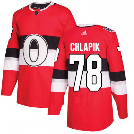 Mens Adidas Ottawa Senators 78 Filip Chlapik Authentic Red 2017 100 Classic NHL Jersey