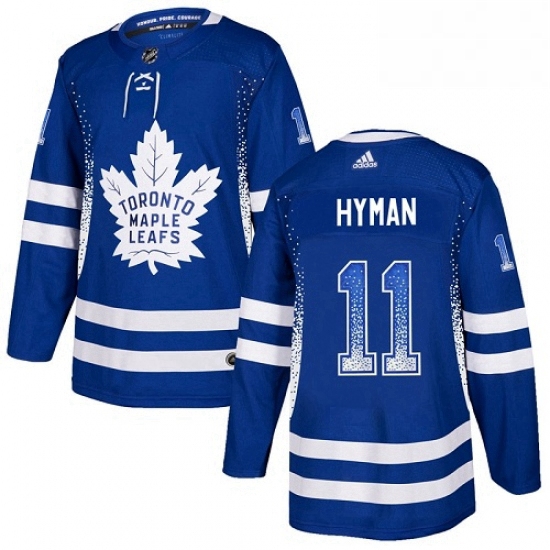 Mens Adidas Toronto Maple Leafs 11 Zach Hyman Authentic Blue Drift Fashion NHL Jersey