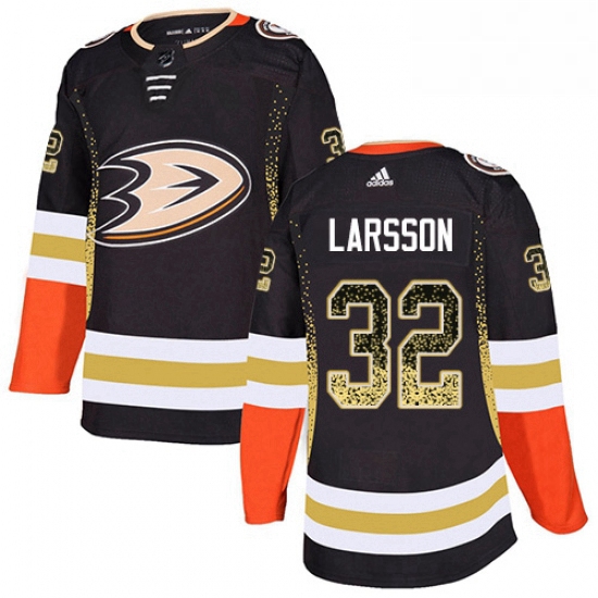 Mens Adidas Anaheim Ducks 32 Jacob Larsson Authentic Black Drift Fashion NHL Jersey