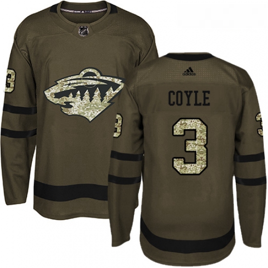 Youth Adidas Minnesota Wild 3 Charlie Coyle Premier Green Salute to Service NHL Jersey