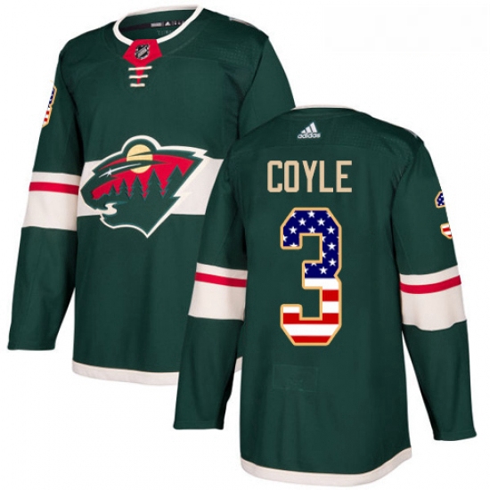 Youth Adidas Minnesota Wild 3 Charlie Coyle Authentic Green USA Flag Fashion NHL Jersey