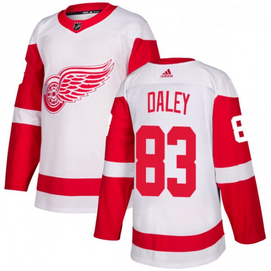 Womens Adidas Detroit Red Wings 83 Trevor Daley Authentic White Away NHL Jersey