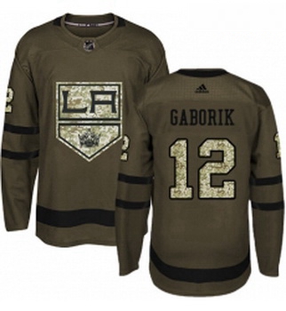 Youth Adidas Los Angeles Kings 12 Marian Gaborik Authentic Green Salute to Service NHL Jersey