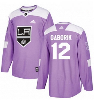 Youth Adidas Los Angeles Kings 12 Marian Gaborik Authentic Purple Fights Cancer Practice NHL Jersey